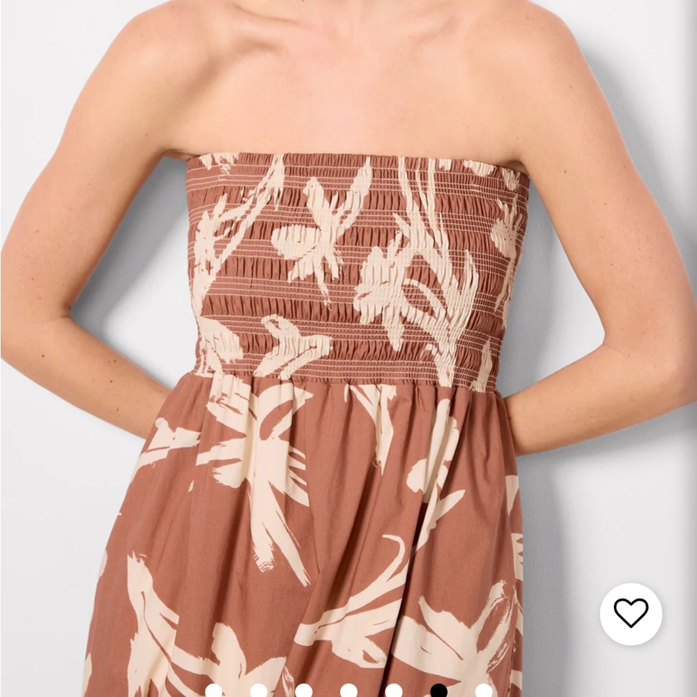 Like new Evereve Cecilia Brown and Cream Floral Midi Dress - Picture 5 of 8